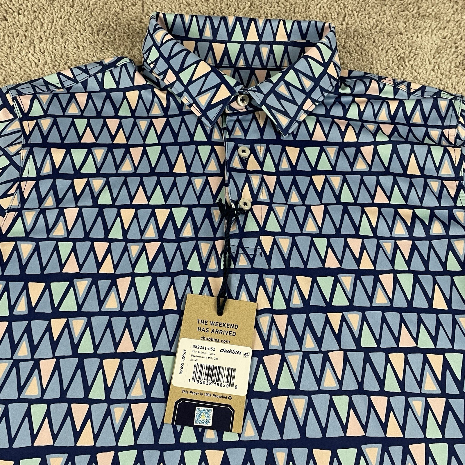 Chubbies Polo Shirt Mens Small Performance The Triangu-Later 2.0 Golf NWT T524