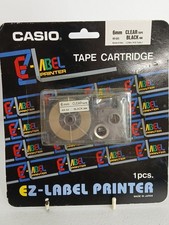 Casio E-Z Label Printer Tape Cartridge - XR-9AX-S - Clear Tape/Black Ink - New 