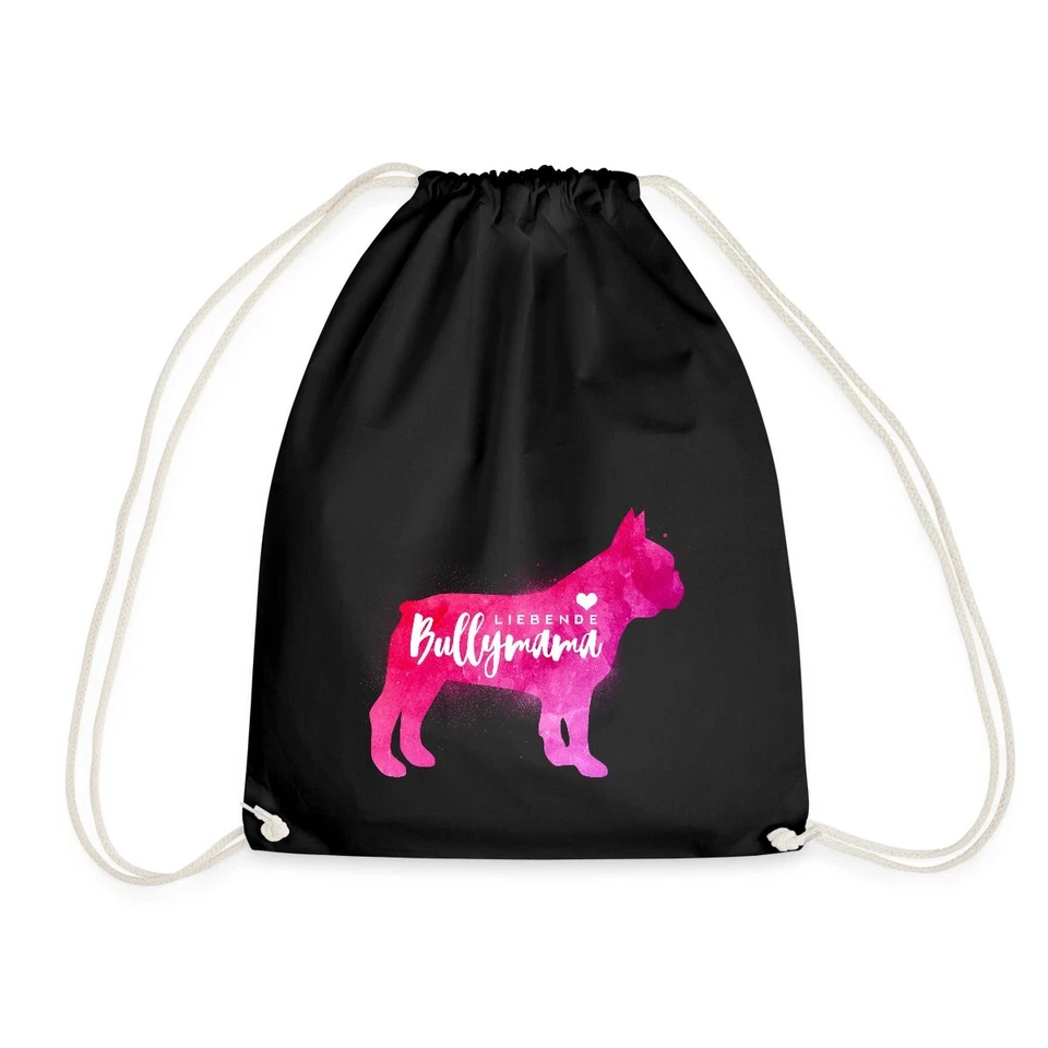 Bullymama Umriss Bulldogge Frenchie Turnbeutel, One size, Schwarz