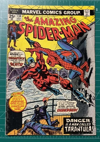 🔥Amazing Spider-Man 134 Marvel Comic Book 1974 1st Tarantula 2nd Punisher VG