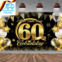 60. Geburtstag Banner Frauen MäNner Deko Schwarz Gold 60 Geburtstag Hintergrund