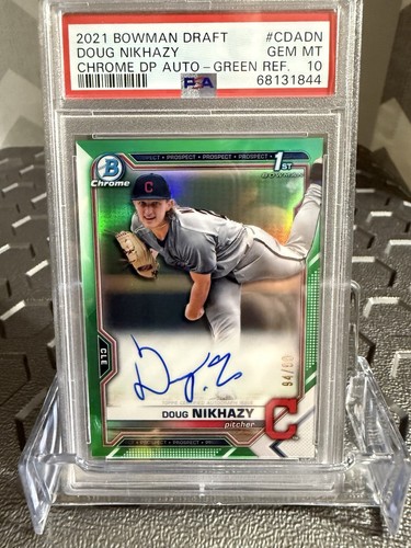 2021 Bowman Chrome Draft Doug Nikhazy 1st True green Auto /99 Guardians PSA 10