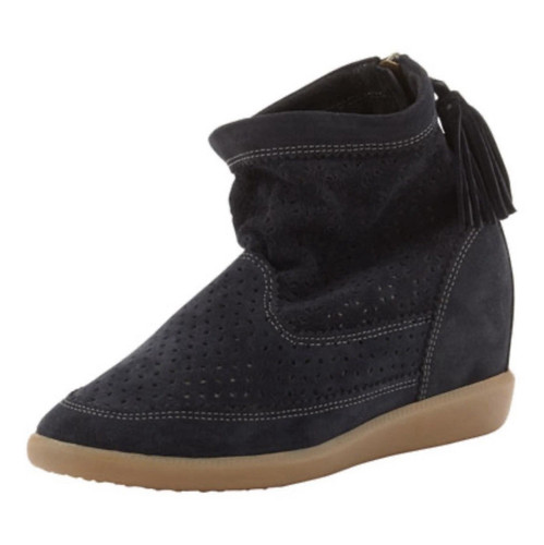 Isabel Marant Bekett Gray Suede Wedge Sneaker Boots Zip EU 38 US 7.5
