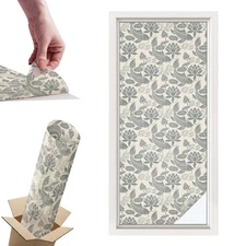 Frosted Glass Window Film Privacy Glass Film Oriental Pattern Art Gray
