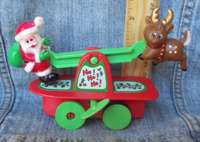 Vintage CHRISTMAS SANTA / REINDEER SEESAW WIND UP TOY Working ORN90