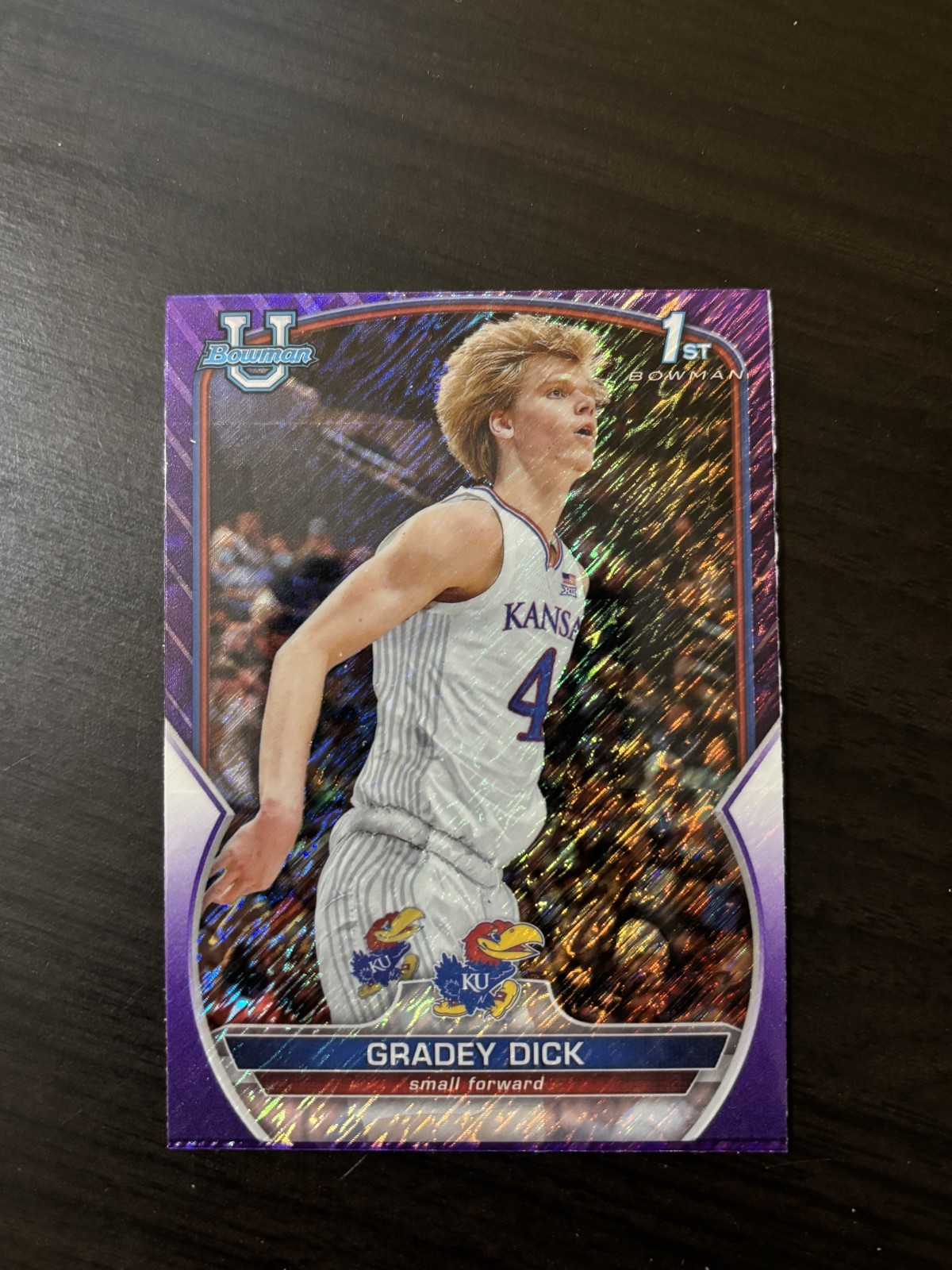 Gradey Dick 2022-23 Bowman U Chrome 1st Purple Shimmer Refractor #41 RC Kansas