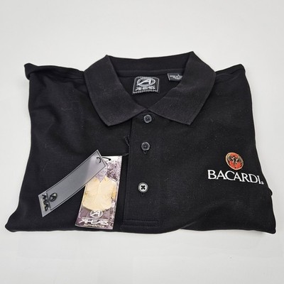 BACARDI Rum Polo Shirt Men's Large Black Golf 100% Cotton Ahead Authentics NWT