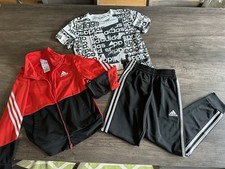 Adidas Tricot Track Set 3pc Black/Red, Size 8