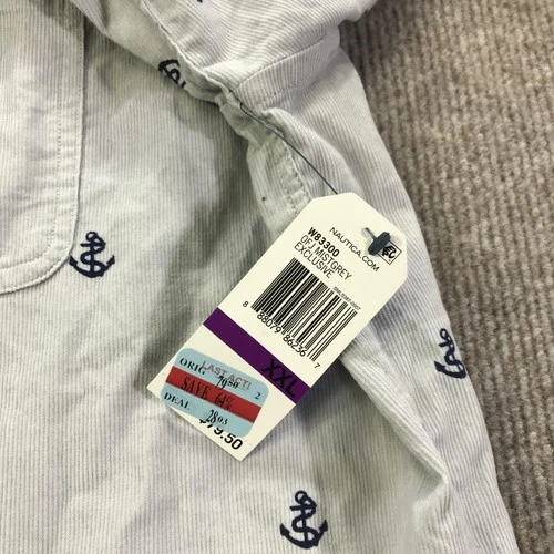 Nautica Shirt Mens 2XL Grey Classic Fit Anchor Print Button Front Nautical image 7