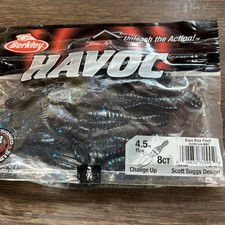Berkley HAVOC CHANGE UP-BLACK BLUE FLECK 8Pk -4.5" CREACHER BAIT-FAST SHIPPING