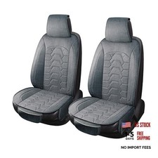 Linen Front Car Seat Covers Cloth Fabric Seat Protectors Breathable Wear GRAY
