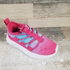 PUMA One4All Toddler Sz 9 C Running Vibrant Pink Blue Slip On Round Toe Sneakers