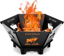 Fire Pit for Camping- 23Inch Small Collapsible Firepit Patio S, Black 