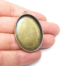Oval Pendant Bezel Resin Blank inlay Mounting Antique Bronze 40x30mm G34541