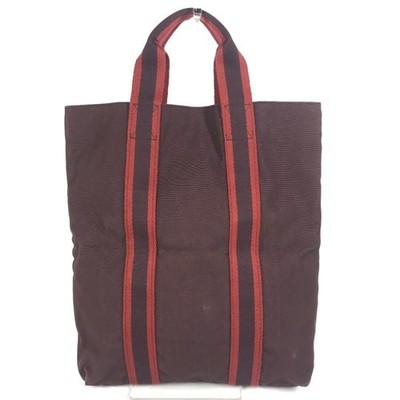 HERMES Foul to Cabas Cabans Tote Bags Handbags Brownish