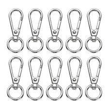 Swivel Lobster Clasp 10PCS Push Gate Snap Hook Metal Trigger Clip, Silver White