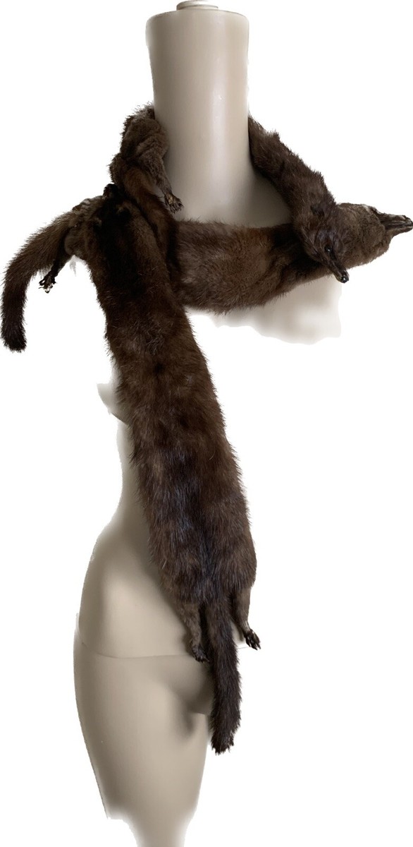 Vintage mink actual animal fur scarf stole shawl one size | eBay