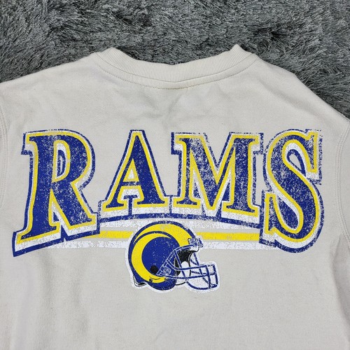 NFL Team Apparel LA Rams Sweatshirt Men's Small Off White Football Logo Pullover - Picture 4 of 15