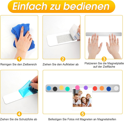 Magnetleiste Selbstklebend, 6 Stück Magnettafel Memotafel, Magnetleisten Magnetw - Bild 5 von 12