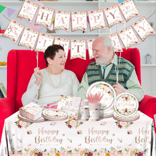 85 Fabulous Party Supplies - Rose Gold Party Decorations 85Th Birthday Tableware - Picture 3 of 12