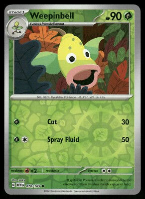 Weepinbell Reverse Holo NM 070/165 Scarlet & Violet 151 Pokemon