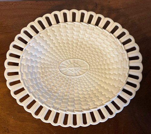 Antique Early 19th c. Wedgwood Creamware Oval Basketweave Platter or Under Tray - Picture 2 of 7