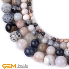 Black White Parral Dendritic Natural Agate Round Loose Beads Jewellery Making AU