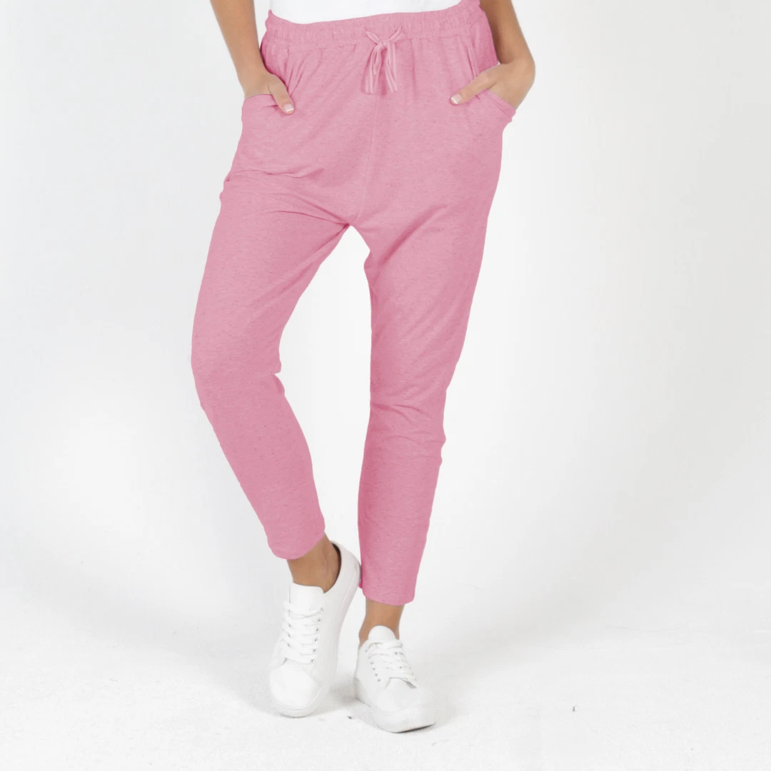 BETTY BASICS JADE PANT DROP CROTCH SUMMER LOUNGE PANTS, PINK BALLET- 8-22