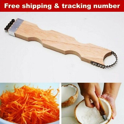Coconut Grater Scraper Thai Kitchen Tool Kitchenware Shredder Oil Wooden Teeth 