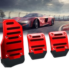 3Pcs/Set Universal Manual Non-Slip Car Pedal Clutch Brake Pad Cover Red Interior