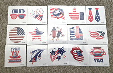 4th of July Glitter Temporary Tattoos Independence Day Patriotic Theme Lot of 15