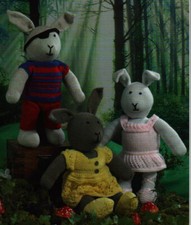 Knitting pattern copy 2184.  Toy- Bunny rabbits & clothes. 16 inch tall.  DK