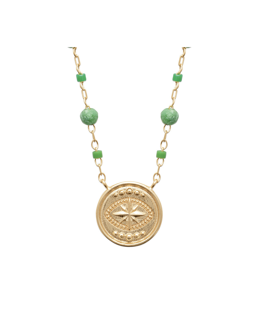 Collier médaille et rubis zoïsite plaqué or pour sublimer vos tenues