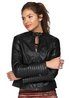 Ajc Damen Lederjacke Lammnappa Leder Biker Jacke Schwarz 36 XH34