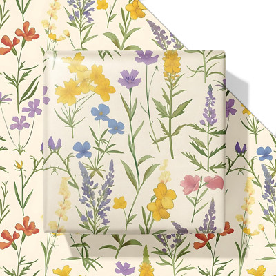 Wildflower Wrapping Paper 6 Pcs Retro Floral Pattern Gift Wrap Paper Folded Flat