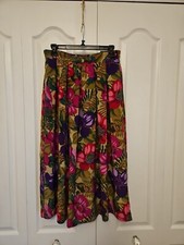 Vintage Leslie Fay Sportswear Skirt Women M Floral Paisley Midi Pockets 80s 90s