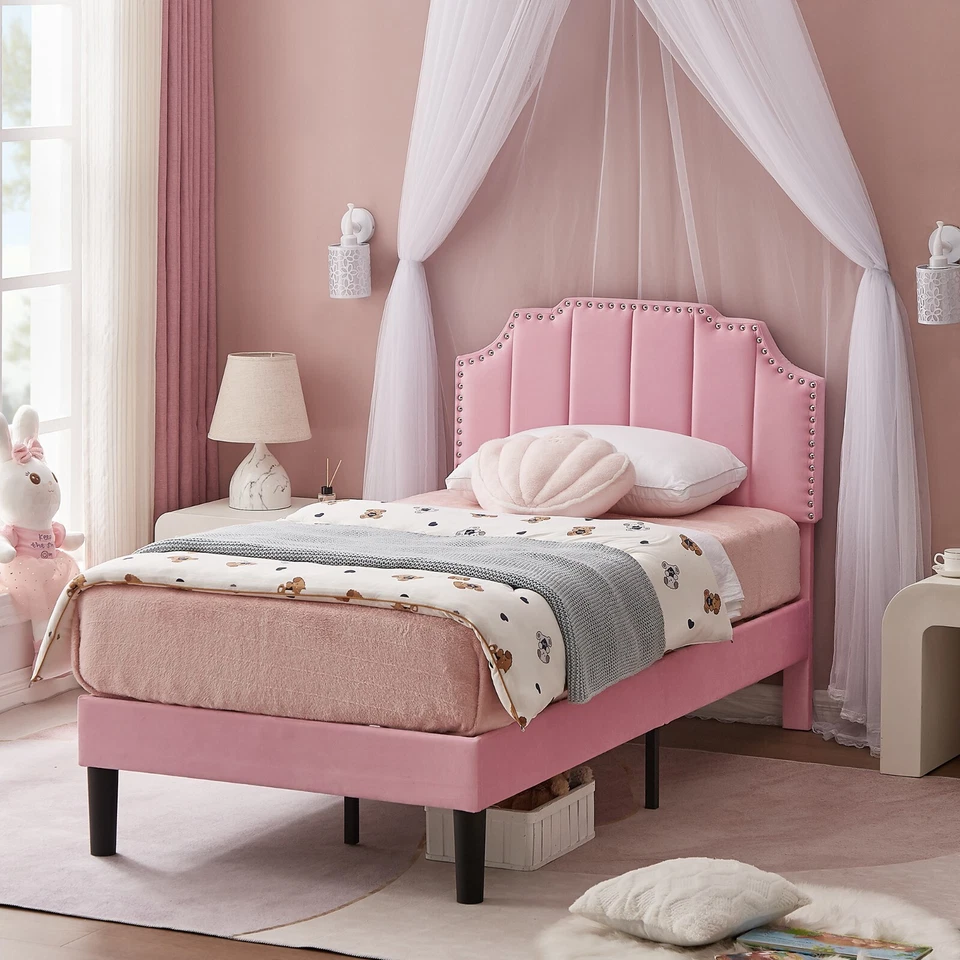 Marco de cama VECELO doble/completo/queen tamaño listones de madera soporte cabecero ajustable Foto 3 de 4