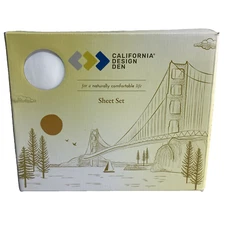 California Design Den Twin Sheet Set Bright White 400 Thread Count 100% Cotton