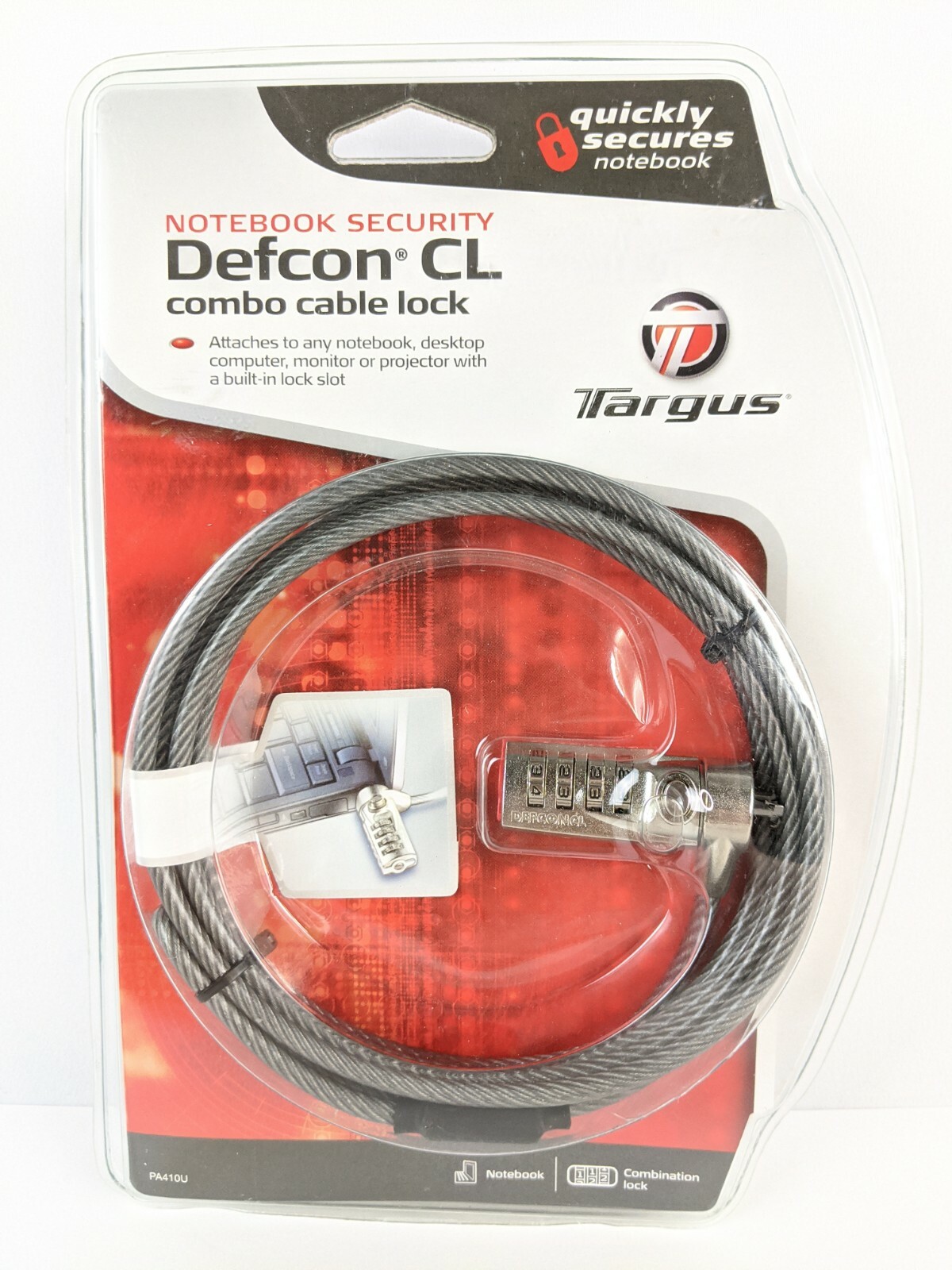 Targus Defcon Notebook Security Combo Cable Lock Laptop New L12 PA410U ...