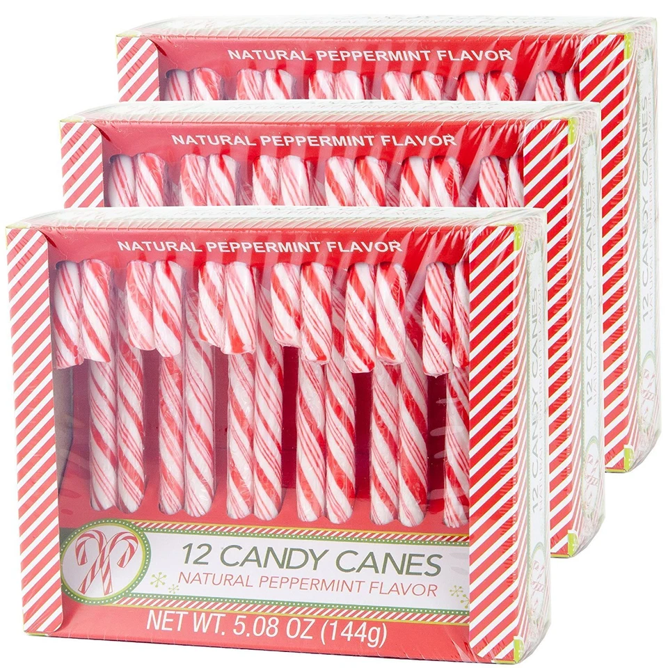 Red Peppermint Candy Canes Pack of 3 36 Individually Wrapped Gluten Free Candy - Image 3 of 3