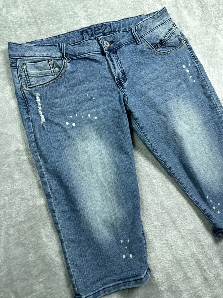 Bermuda jeans feminina 36 jeans júnior 13 Rue21 azul jeans desgastado 36x16 - Imagem 3 de 4