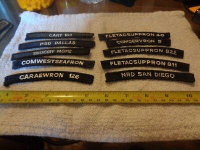 Ten (10) Different Navy Tabs or Rockers (BOX KIWI BAG#F16)