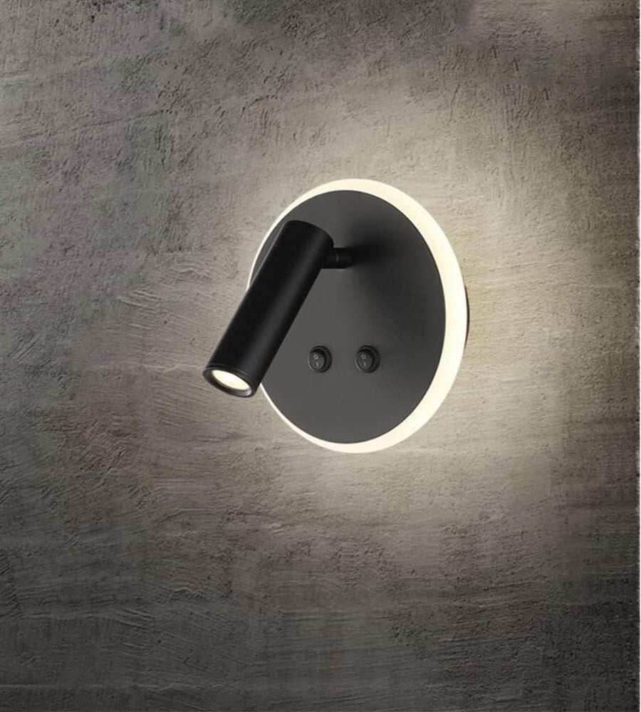 Lampada Parete LED 8W MR01 Nero: Luce Calda per Momenti Relax