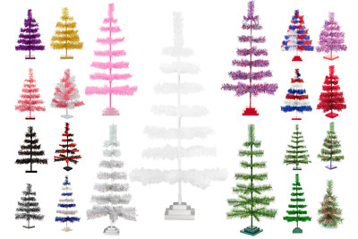 Artificial Tinsel Christmas Tree Decorative Display Table-Top Multi-Color Trees