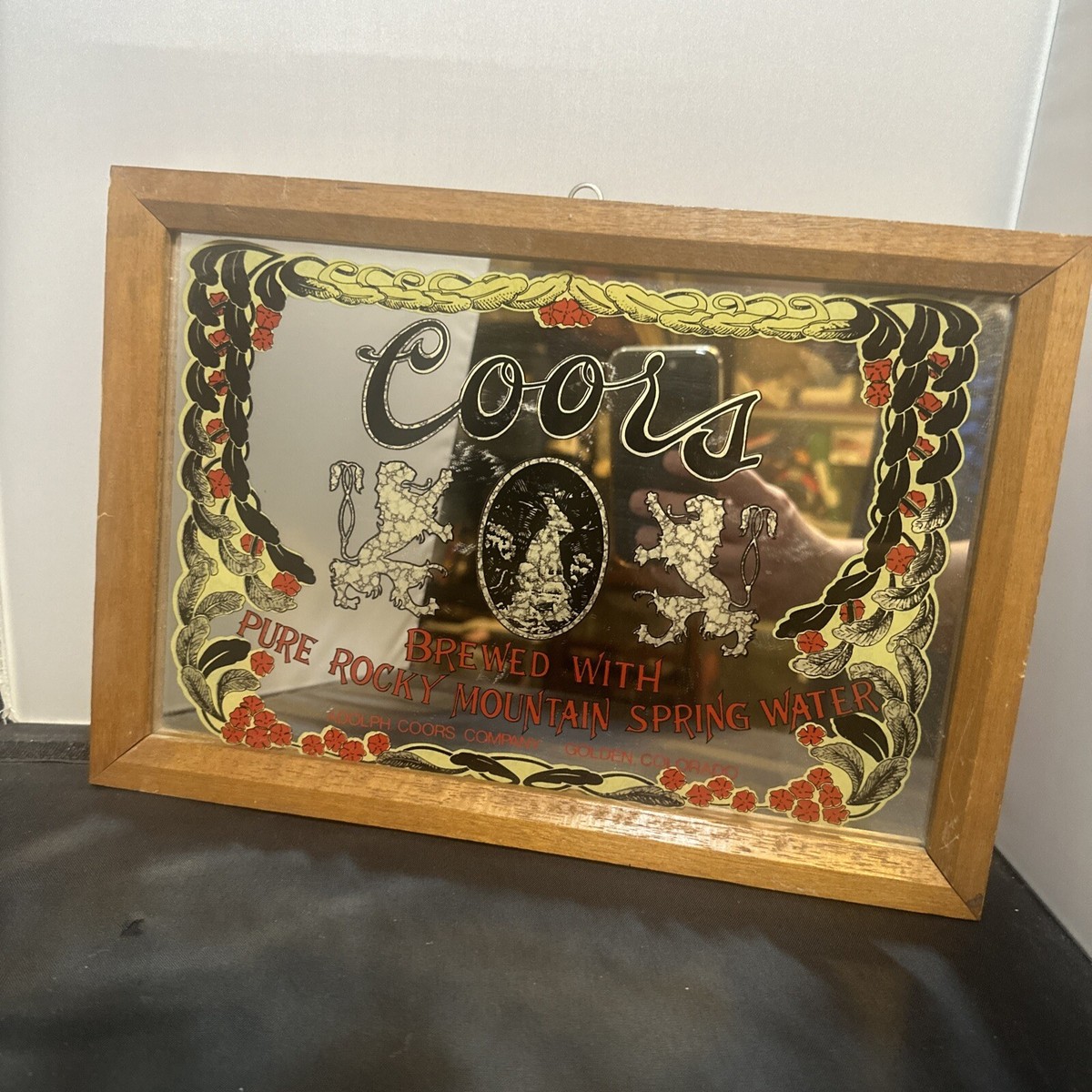 Vintage Coors Beer Mirror Bar Sign Brewed Pure Rocky Mountain