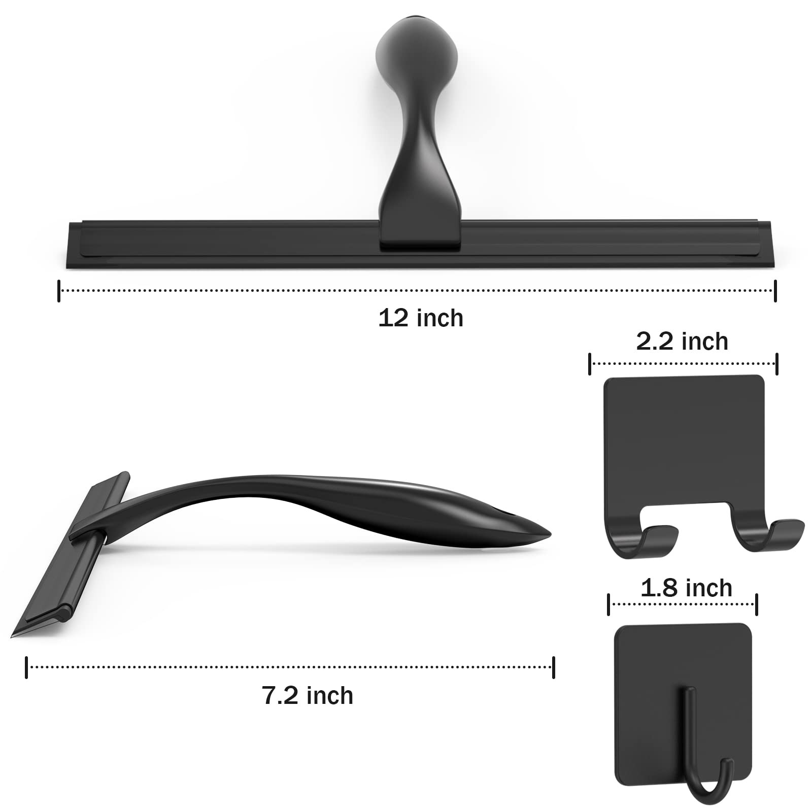 All-Purpose Stainless Steel Shower Squeegee for Shower Doors with 2 Adhesive ...