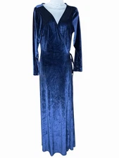 Baltic Born Velvet Wrap Dress NWT Sapphire Blue Long Sleeve Maxi Size XL Holiday