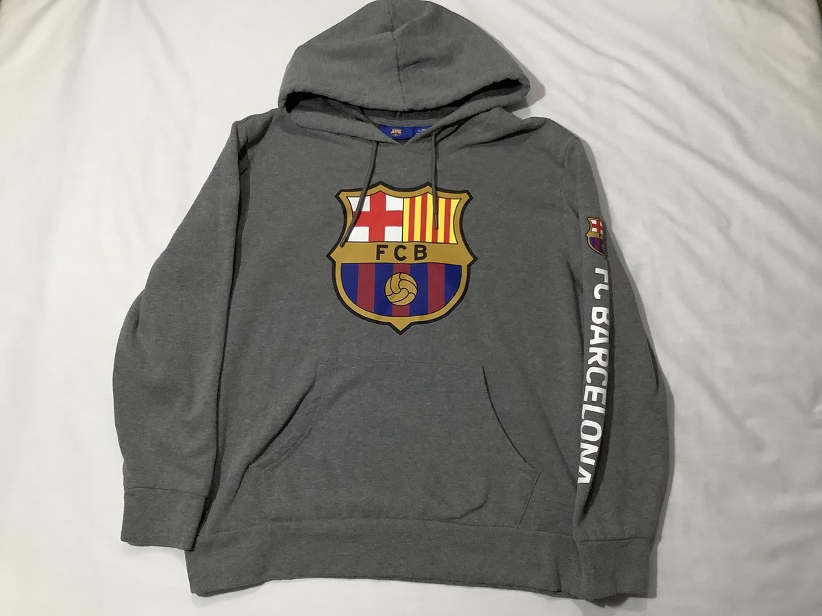 men's fleece pullover soccer hoodie fc barcelona