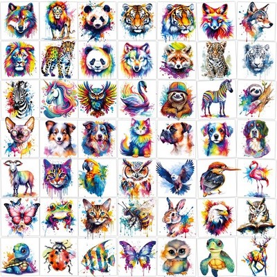 160 PCS 30 Sheets Watercolor Animals Temporary Tattoos for kids - Individuall...