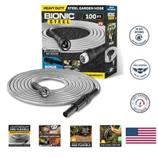 Lightweight 100 Ft Stainless Steel Hose with 500 PSI – Crush Resistant Fittings